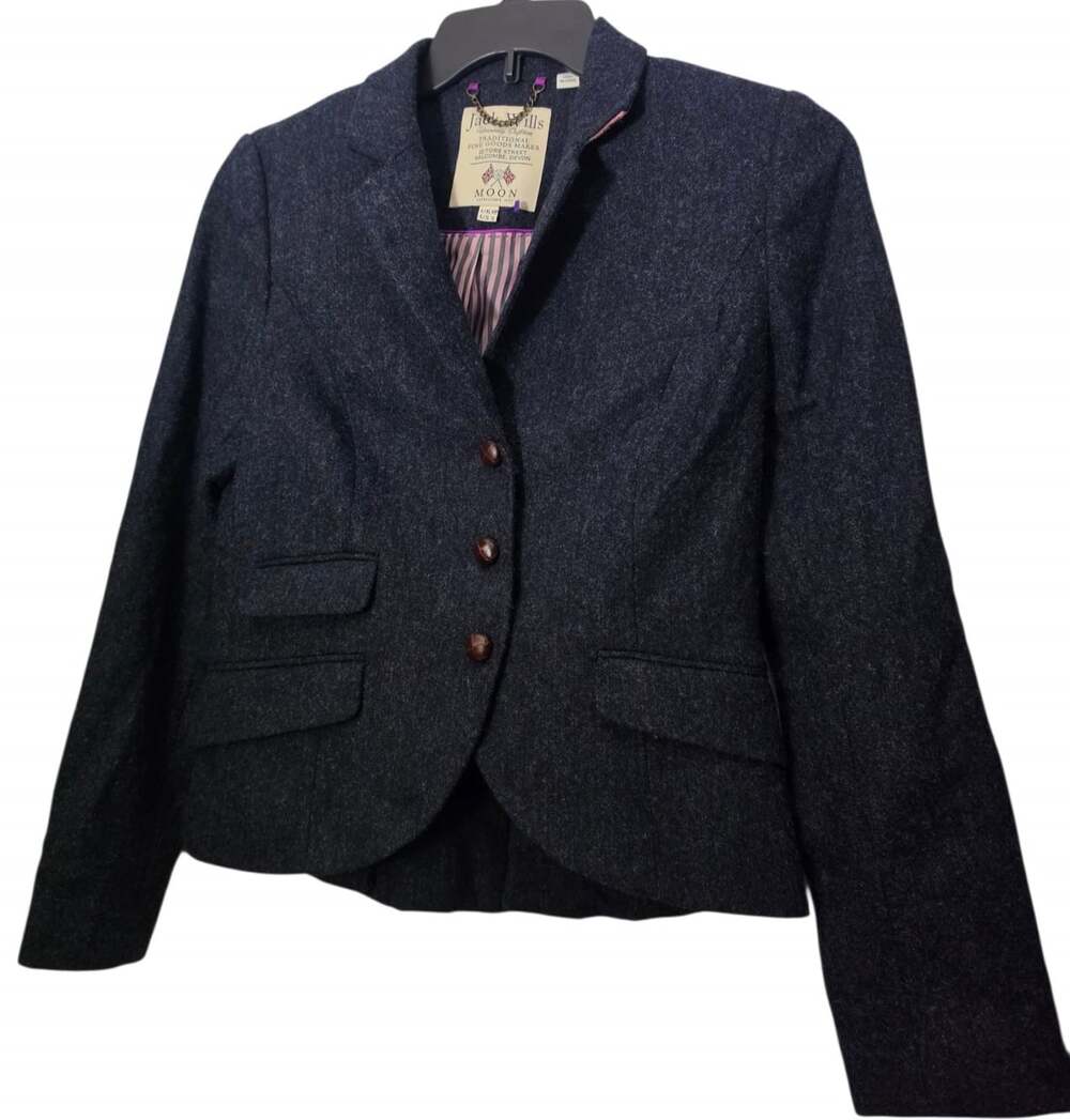 Jack Willis Women's Blue Abraham Wool Fabric Blazer Sz 8